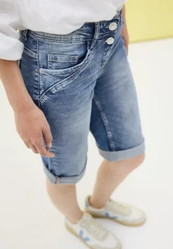 Slim Fit Jeansshorts mid blue used wash