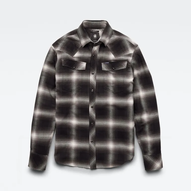 3301 slim shirt ls dk black dale check