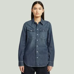 Slim western shirt ls wmn antique faded hurricane
