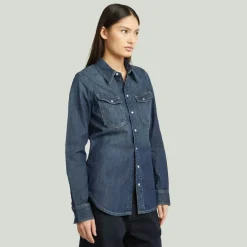 Slim western shirt ls wmn antique faded hurricane