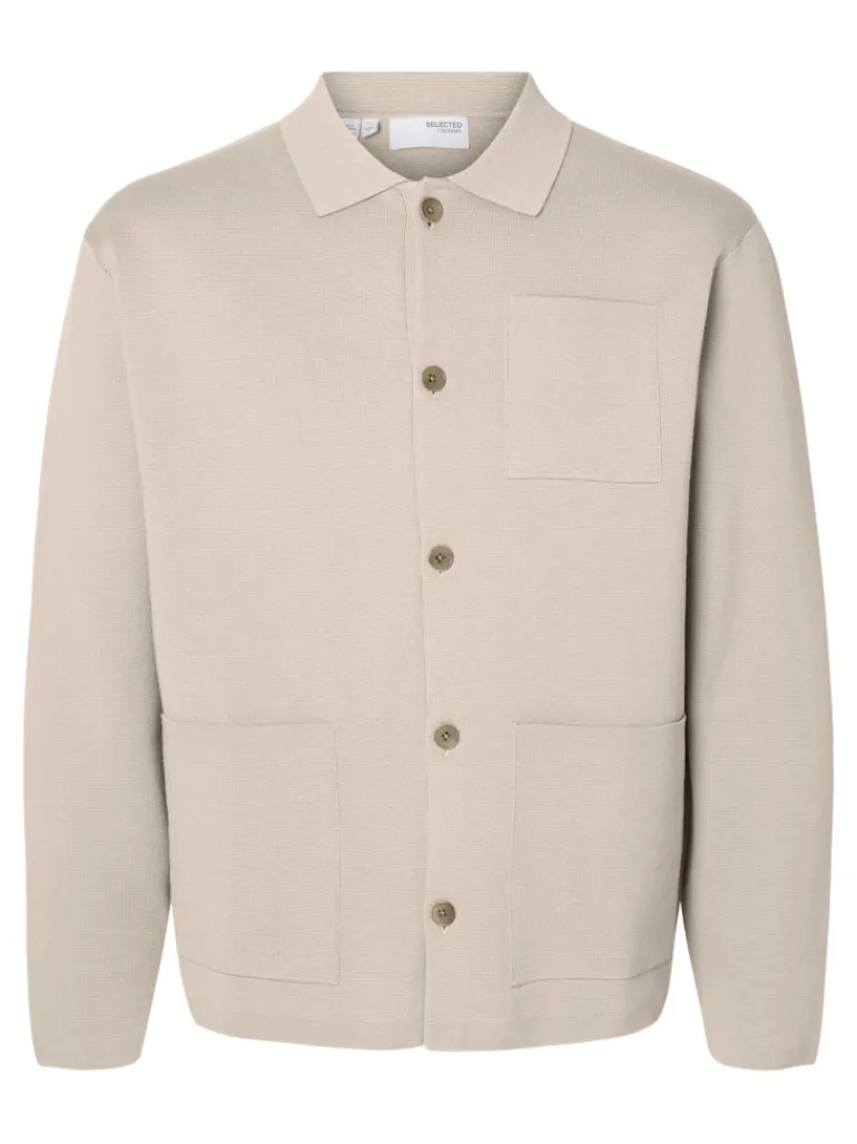 SLMMIKE LIGHT POLO CARDIGAN NOOS oatmeal