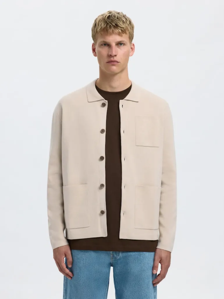 SLMMIKE LIGHT POLO CARDIGAN NOOS oatmeal