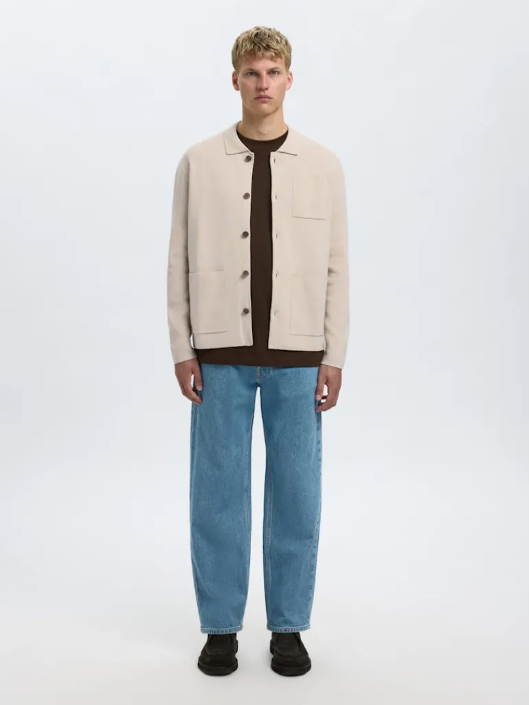 SLMMIKE LIGHT POLO CARDIGAN NOOS oatmeal