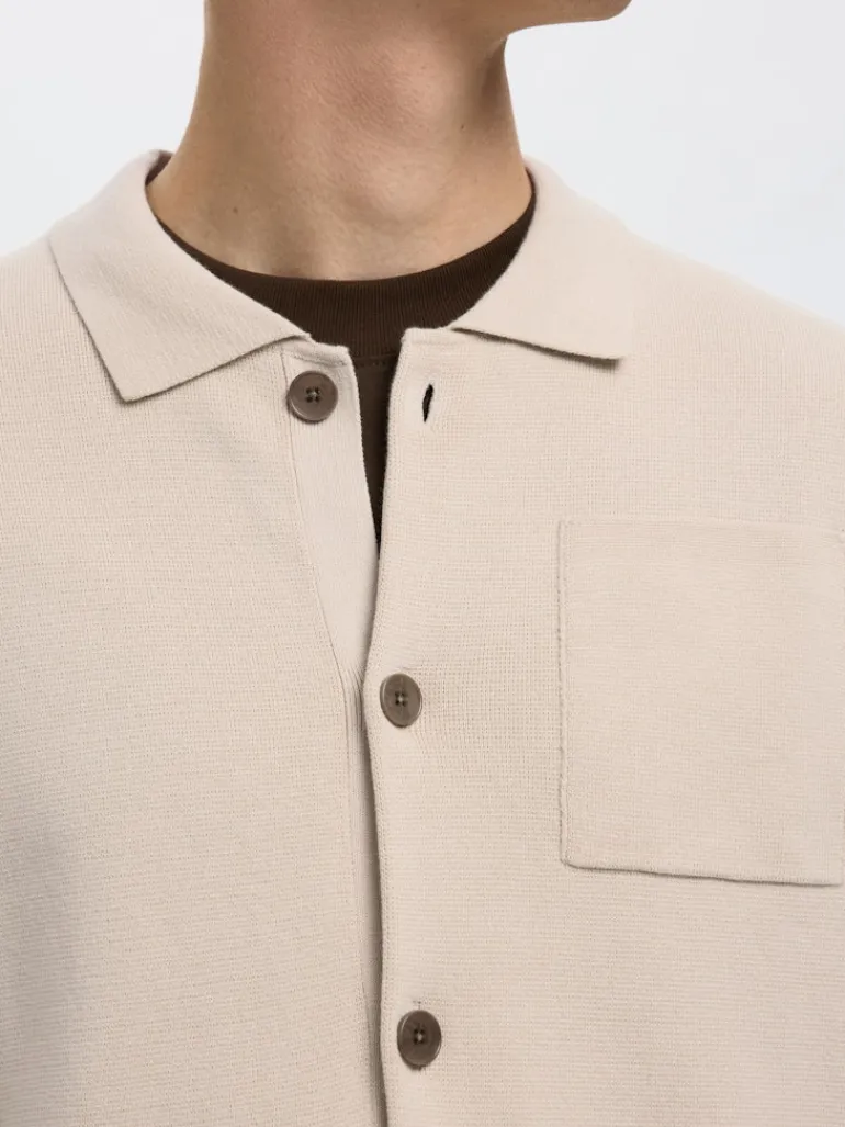 SLMMIKE LIGHT POLO CARDIGAN NOOS oatmeal