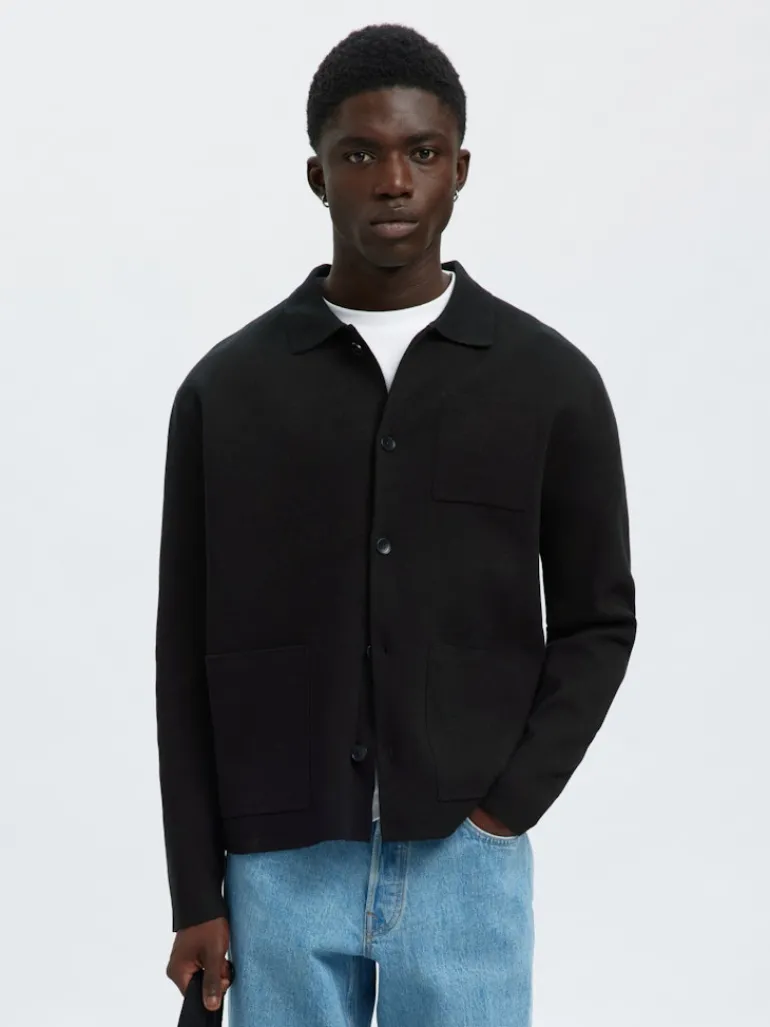 SLMMIKE LIGHT POLO CARDIGAN NOOS black