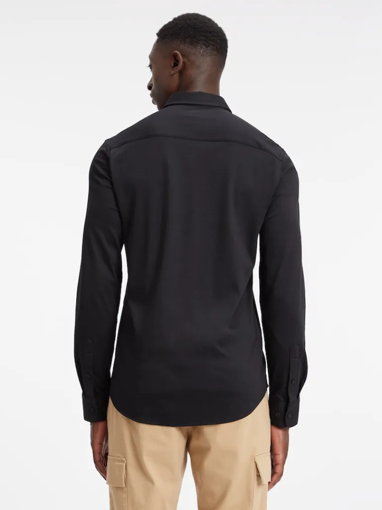 SMOOTH COTTON POCKET SLIM SHIRT ck black