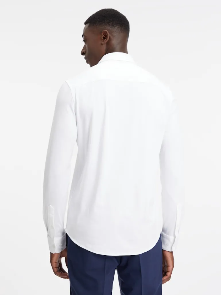 SMOOTH COTTON POCKET SLIM SHIRT bright white