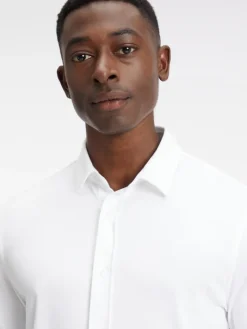 SMOOTH COTTON POCKET SLIM SHIRT bright white