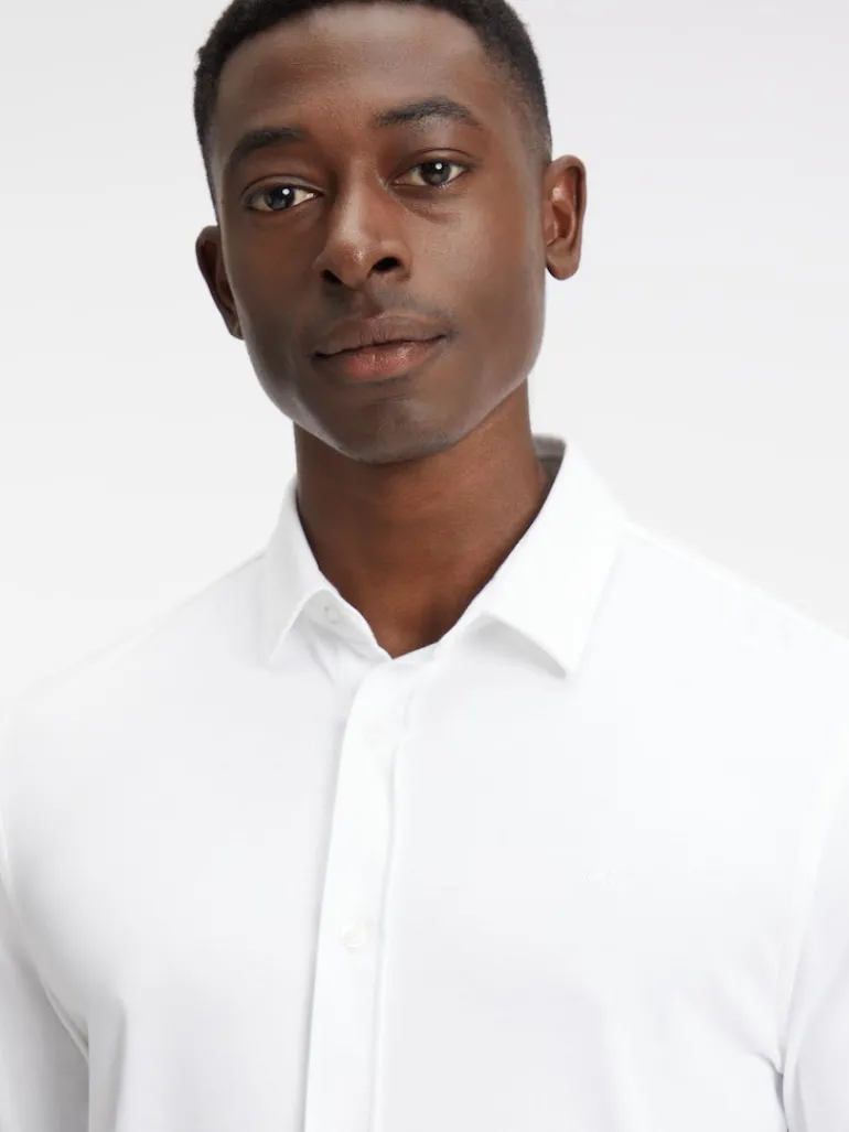 SMOOTH COTTON POCKET SLIM SHIRT bright white