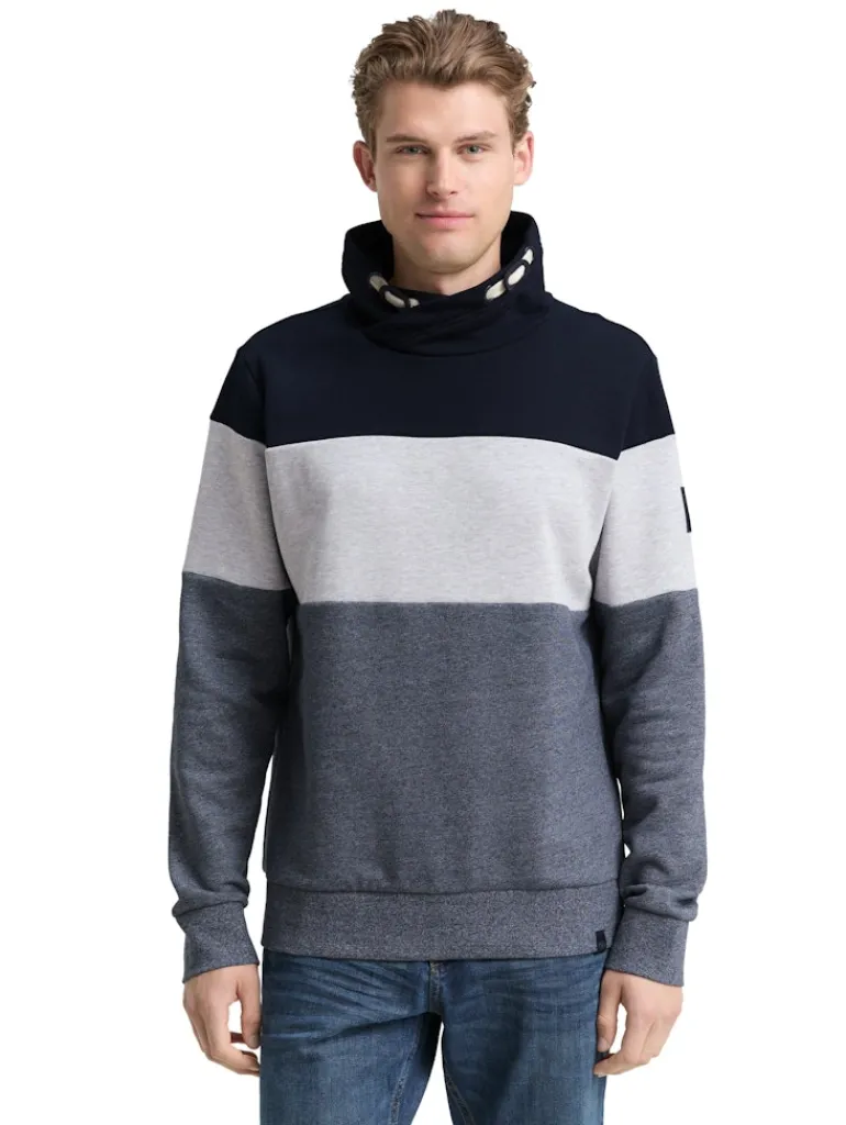 Snood Sweatshirt mit Colour Blocking navy grindle structure