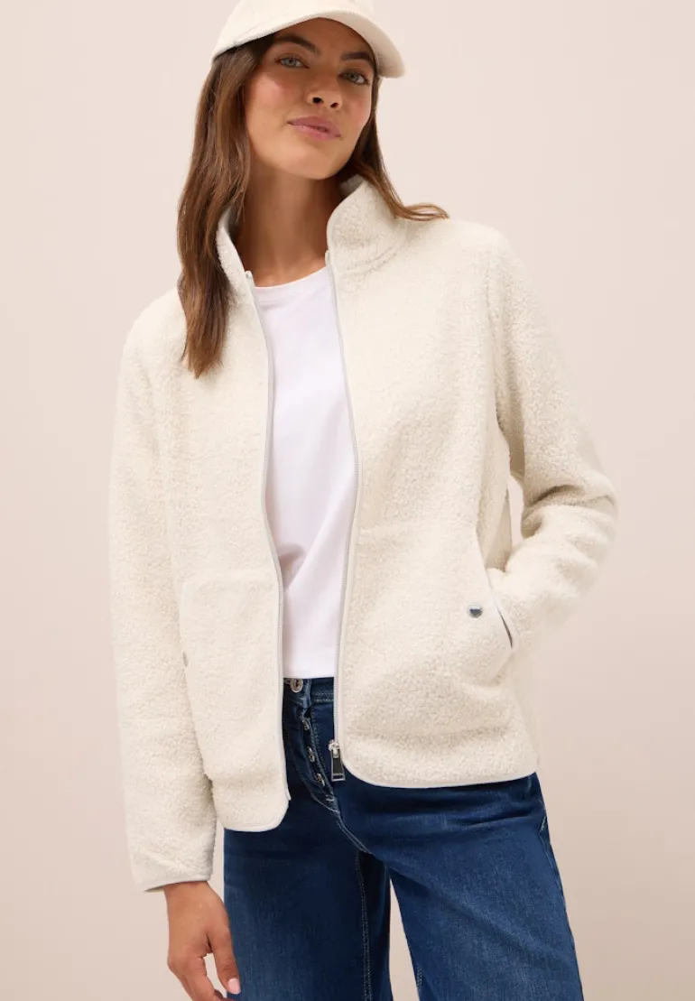 Softe Jacke mit Zipper teddy vanilla white