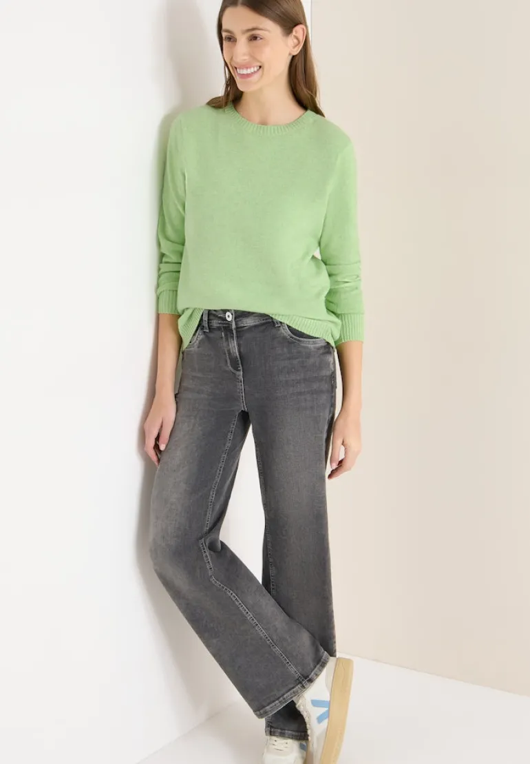 Softer Pullover in Unifarbe bamboo green melange