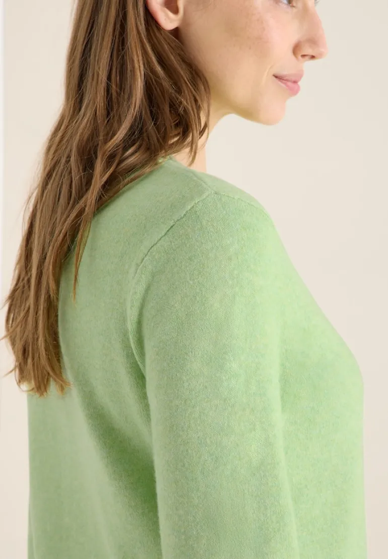 Softer Pullover in Unifarbe bamboo green melange