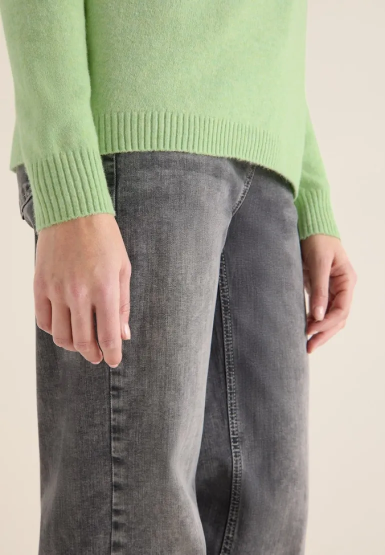Softer Pullover in Unifarbe bamboo green melange