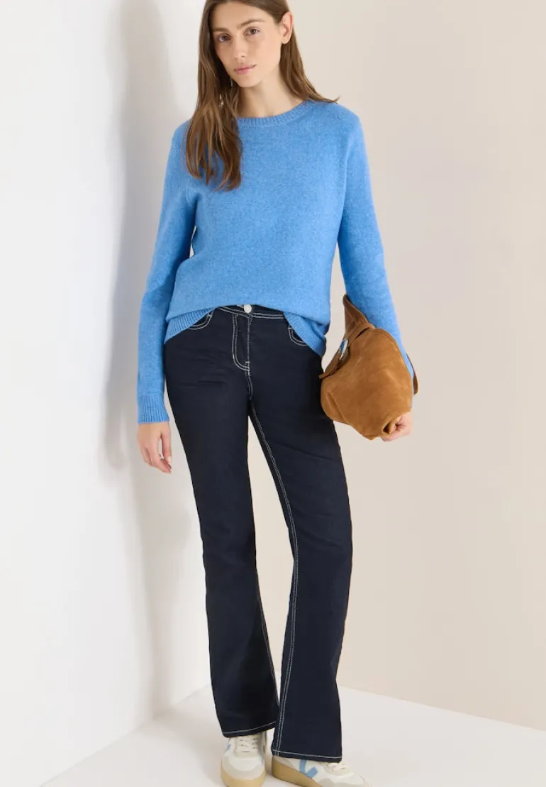 Softer Pullover in Unifarbe fountain blue melange