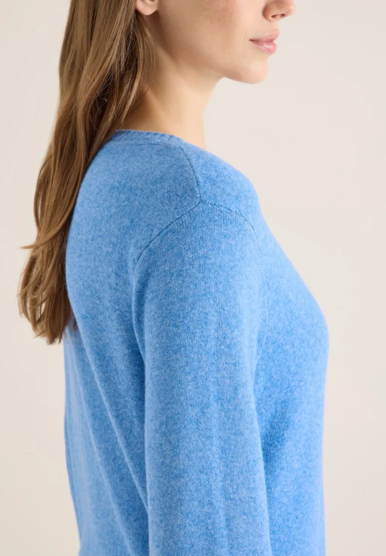 Softer Pullover in Unifarbe fountain blue melange