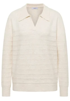 Softer Strukturpullover oat milk beige melange
