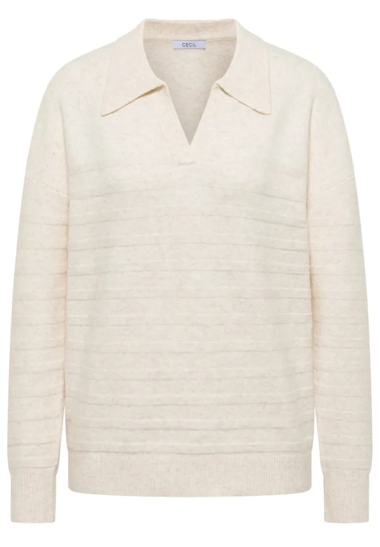 Softer Strukturpullover oat milk beige melange