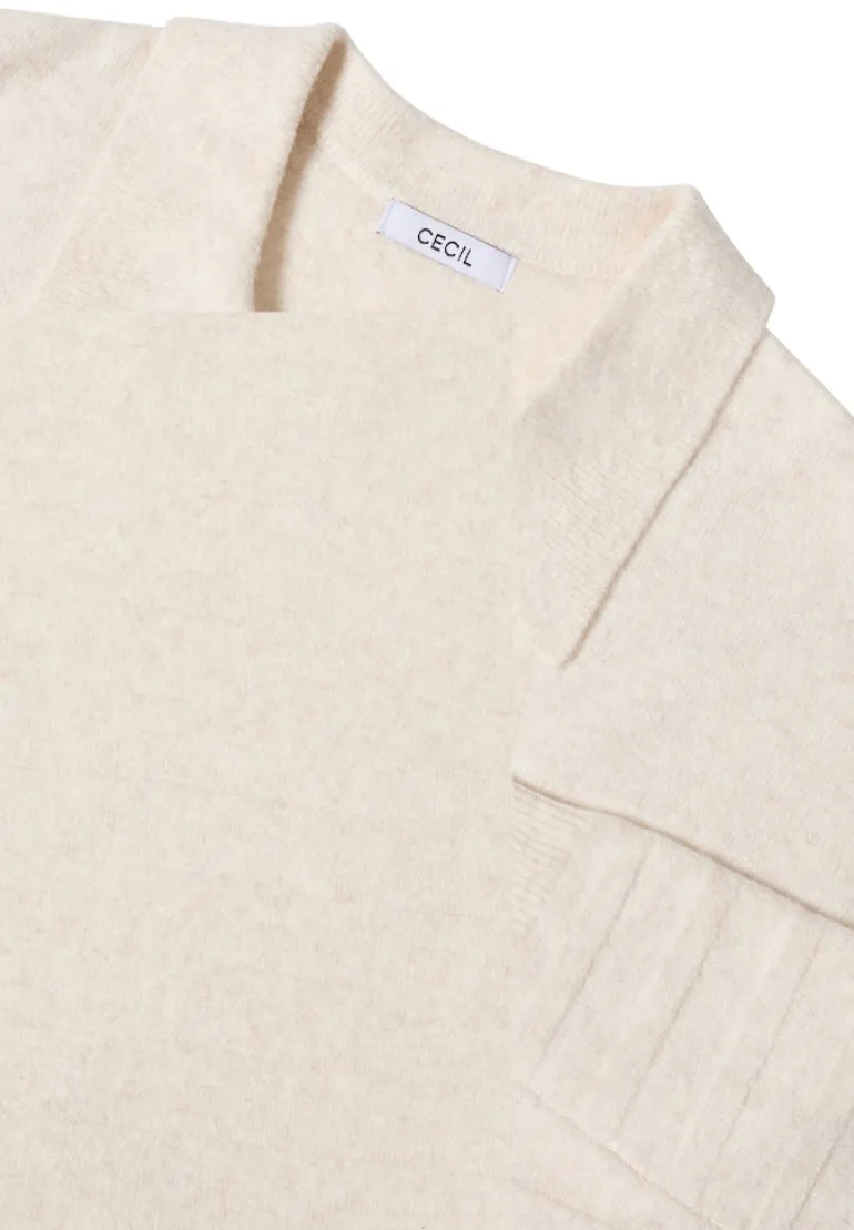 Softer Strukturpullover oat milk beige melange