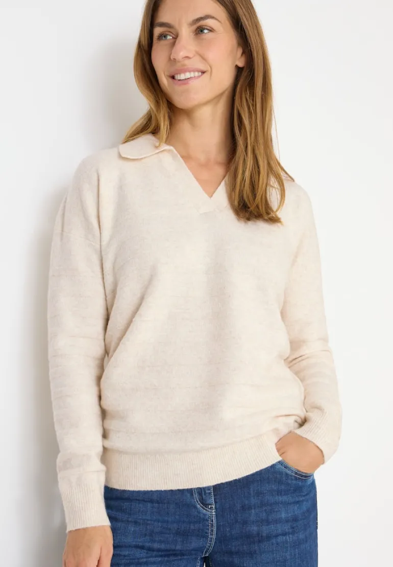 Softer Strukturpullover oat milk beige melange
