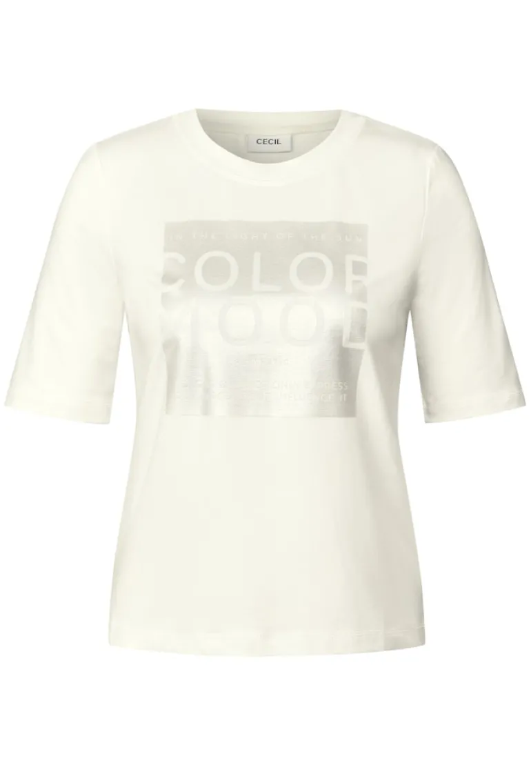 Softes Shirt mit Folienprint vanilla white