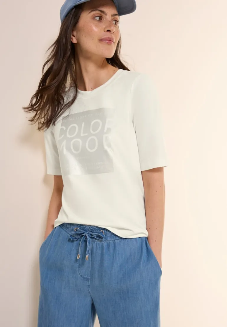Softes Shirt mit Folienprint vanilla white