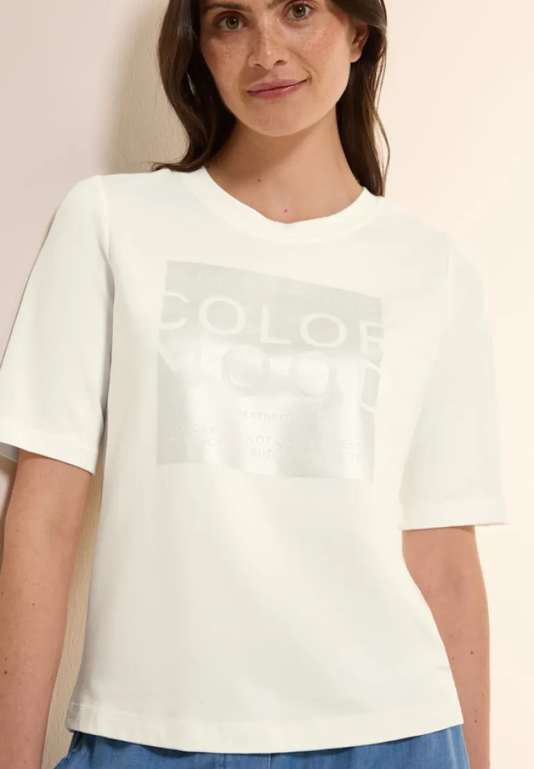 Softes Shirt mit Folienprint vanilla white