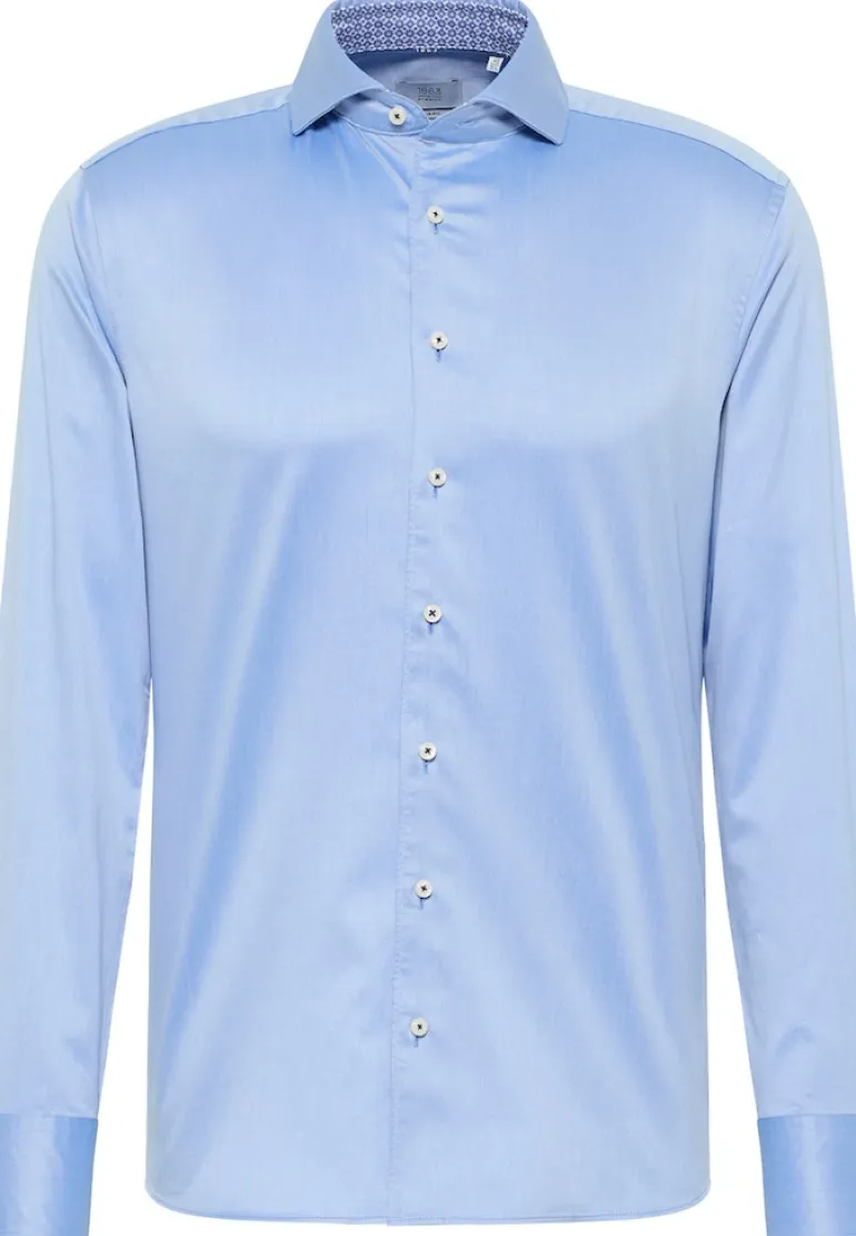 Soft Luxury Shirt Twill Langarm mittelblau