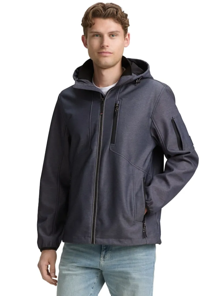 Softshell Jacke mit Kapuze blue softshell melange