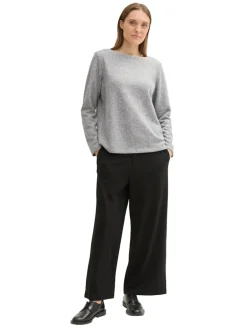 Soft-Touch Sweatshirt mit Knopf-Details medium silver grey melange