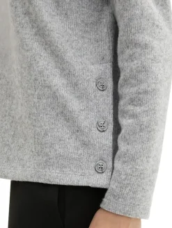 Soft-Touch Sweatshirt mit Knopf-Details medium silver grey melange