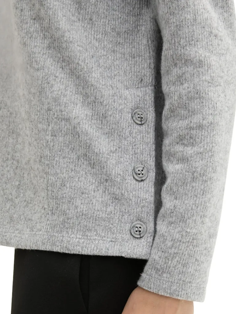 Soft-Touch Sweatshirt mit Knopf-Details medium silver grey melange