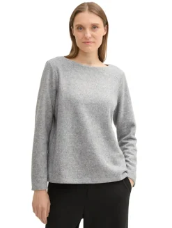 Soft-Touch Sweatshirt mit Knopf-Details medium silver grey melange