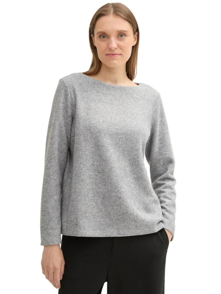 Soft-Touch Sweatshirt mit Knopf-Details medium silver grey melange