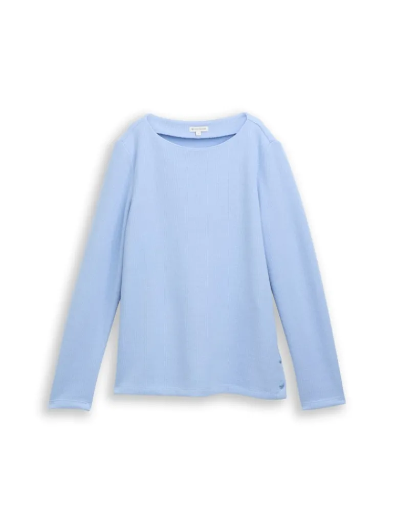 Soft-Touch Sweatshirt mit Knopf-Details mid blue melange