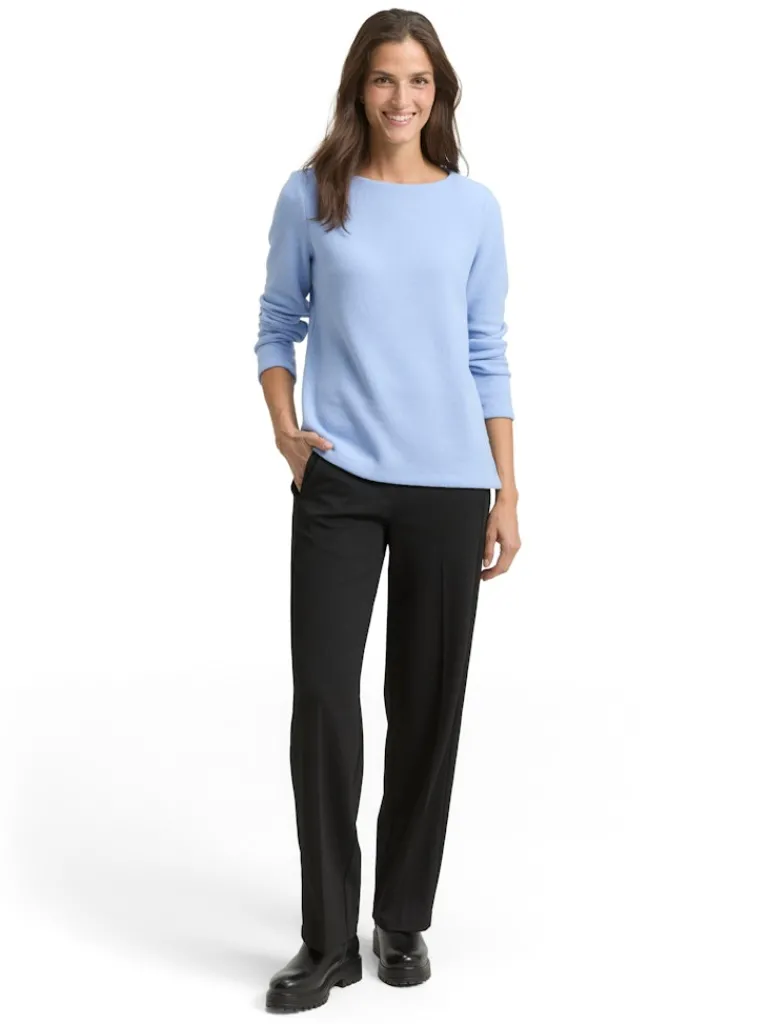 Soft-Touch Sweatshirt mit Knopf-Details mid blue melange