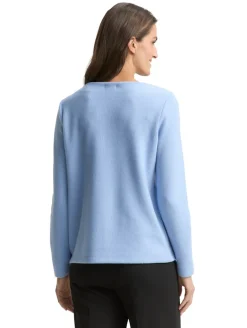 Soft-Touch Sweatshirt mit Knopf-Details mid blue melange