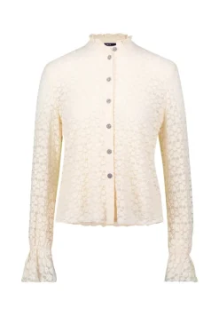 Spitzenbluse mit Knopfleiste eggnog