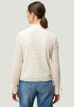 Spitzenbluse mit Knopfleiste eggnog