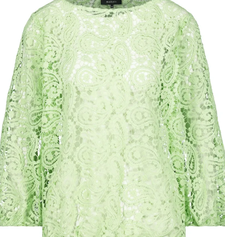 Spitzenshirt mit U Boot Ausschnitt pastell green