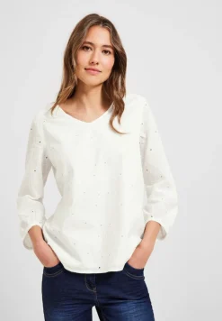 Stickerei Bluse mit 3/4 Arm vanilla white