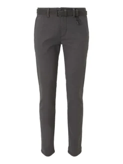 Straight Fit Chino Hose mit Gürtel grey brown check yarn dye