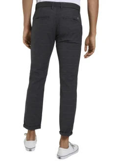 Straight Fit Chino Hose mit Gürtel grey brown check yarn dye