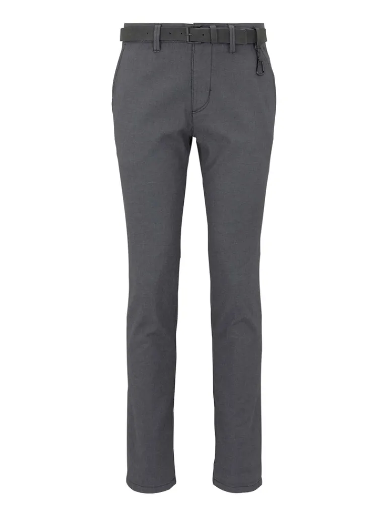 Straight Fit Chino Hose mit Gürtel anthra dobby yarn dye