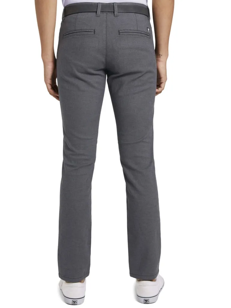 Straight Fit Chino Hose mit Gürtel anthra dobby yarn dye