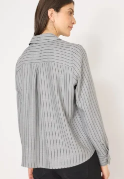 Streifen Flanell-Hemdbluse luna grey melange