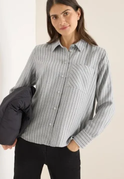 Streifen Flanell-Hemdbluse luna grey melange