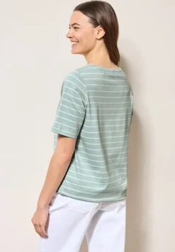 Streifenshirt mit Wording cool salvia green