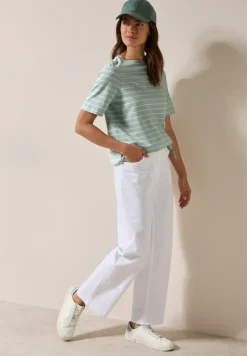 Streifenshirt mit Wording cool salvia green