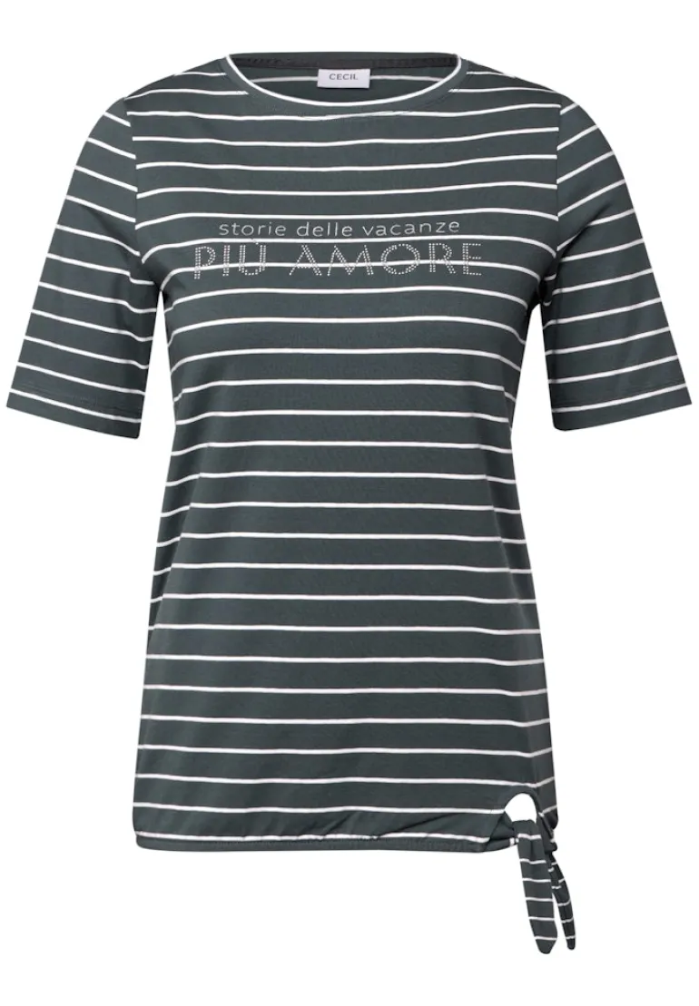 Streifenshirt mit Wording slate khaki